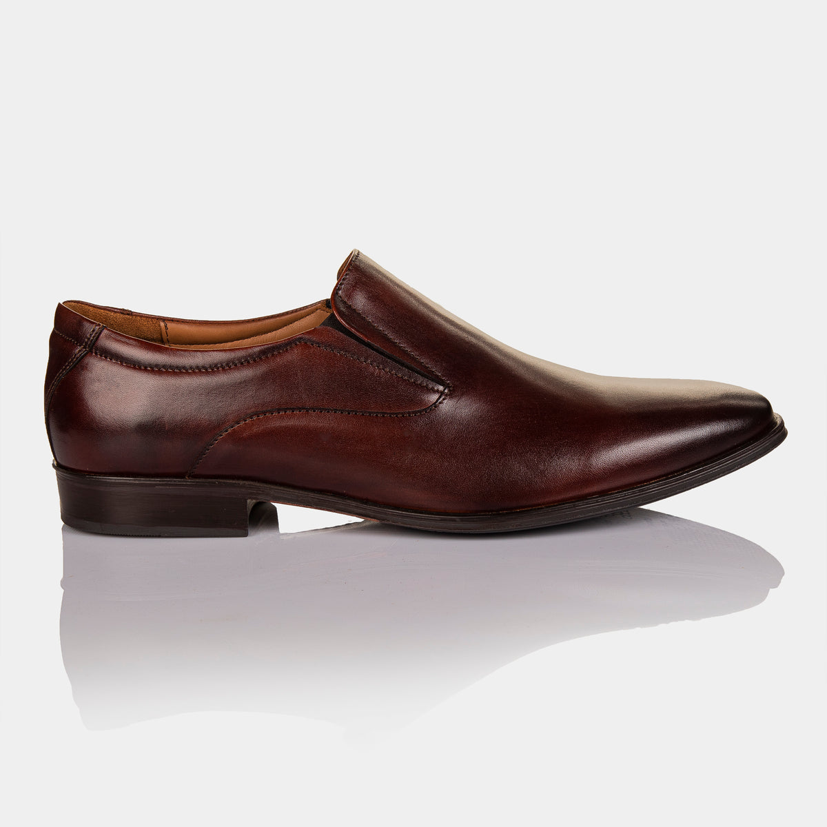 Mens leather slip on shoes clearance